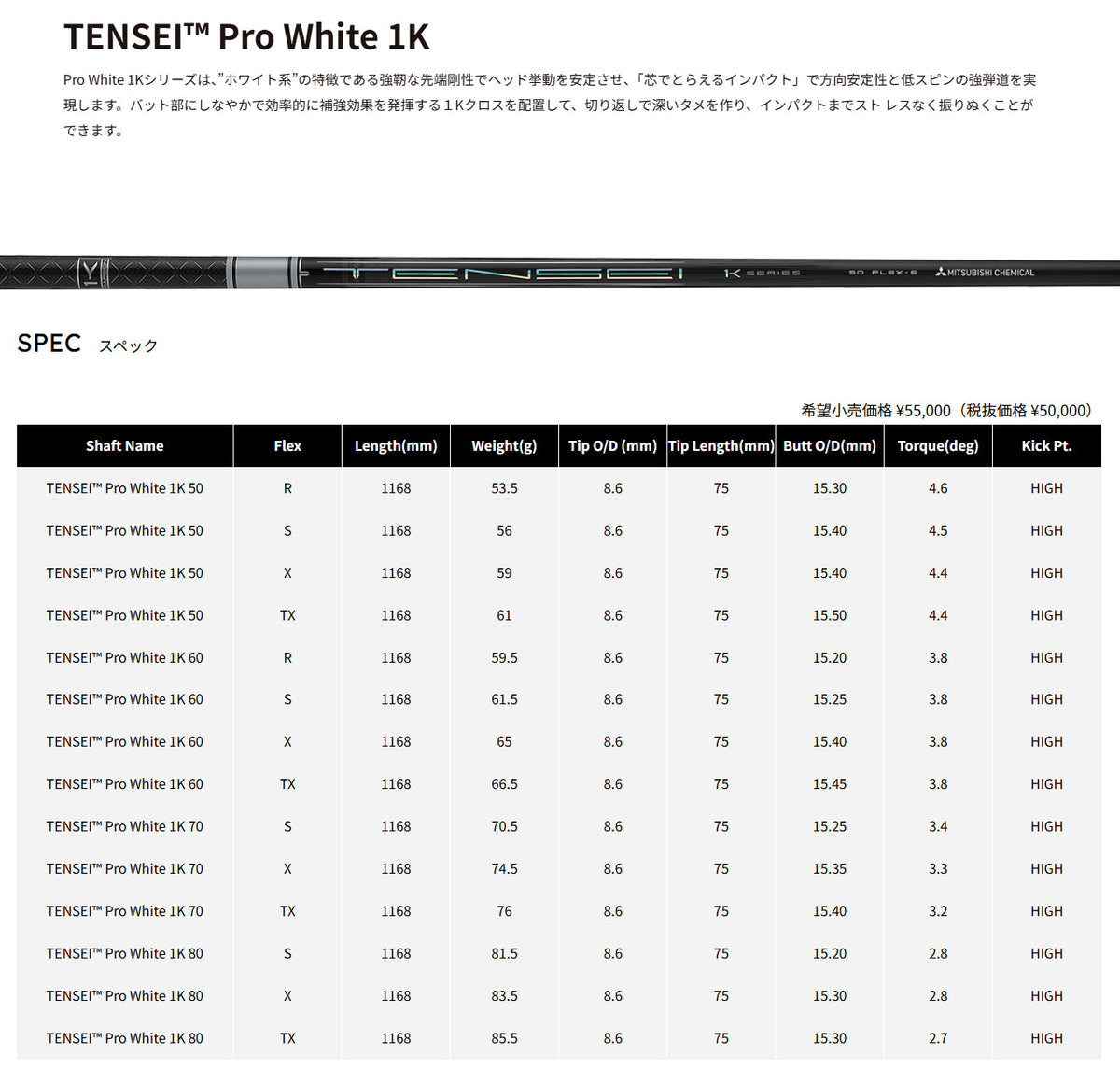 【特注】ゼクシオ14 プラス ドライバー TENSEIプロ ホワイト 1K カスタムクラブ※メーカー在庫ありで3日~5日で完成