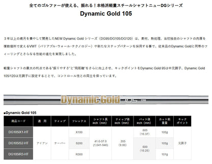 【シャフトカスタム】スリクソン ZXi5 RKT【Dynamic Gold 105】（5～PW）6本セット