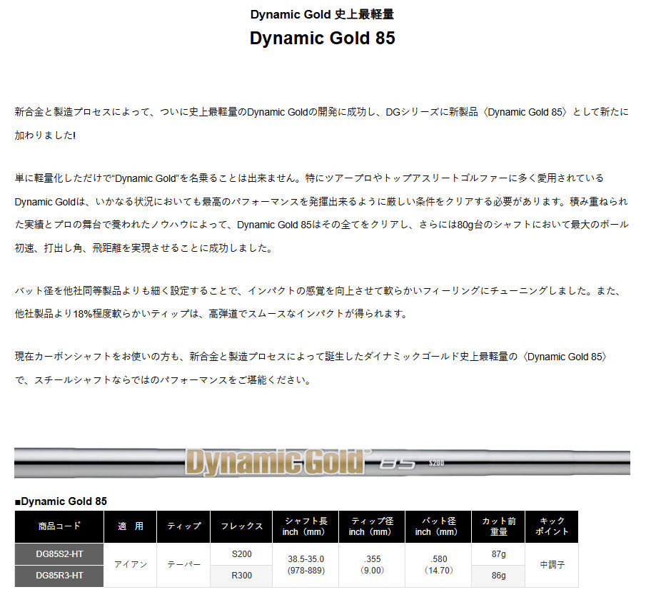【シャフトカスタム】スリクソン ZXi7 RKT【Dynamic Gold 85】（5～PW）6本セット